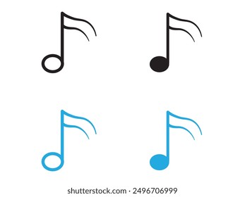 semiquaver note icon black and white vector outline sign