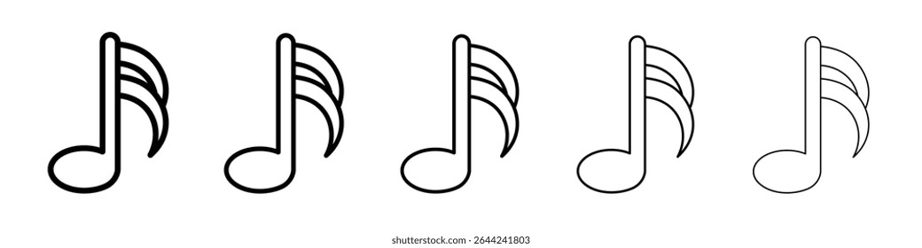 ícone de nota semiquaver conjunto de marca de logotipo de estrutura de tópicos fina
