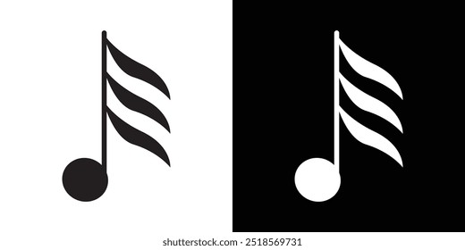 semiquaver note icon Vector flat thin line illustration