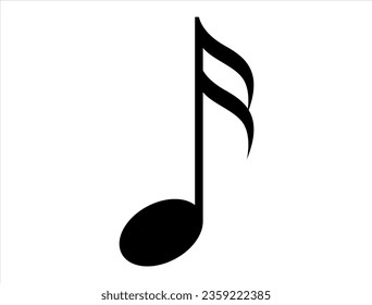 Semiquaver note silhouette vector art white background