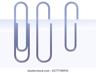 A semi-realistic illustration of a paperclip attached to a piece of paper on both sides. The design captures the detailed texture of the paper and the metallic shine of the paperclip. This vector