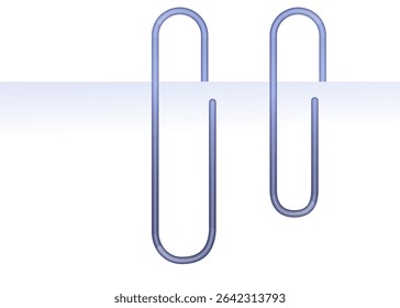 A semi-realistic illustration of a paperclip attached to a piece of paper on both sides. The design captures the detailed texture of the paper and the metallic shine of the paperclip. This vector