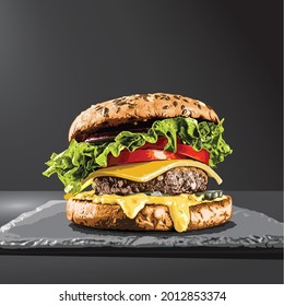 Semi-Realistic style for Burger Vector Art