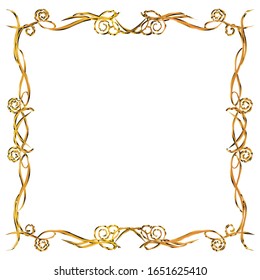 regla decorativa clásica semisólida. Magnífico marco dorado. Material de fondo, frontera.