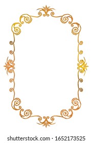 semi-solid classical decorative rule. Gorgeous golden frame. Background material, border.