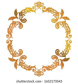 semi-solid classical decorative rule. Gorgeous golden frame. Background material, border.