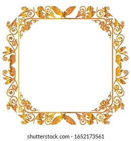 regla decorativa clásica semisólida. Magnífico marco dorado. Material de fondo, frontera.