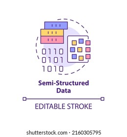 Semi-structured Data Concept Icon. Big Data Type Abstract Idea Thin Line Illustration. Barely Structured Model. Isolated Outline Drawing. Editable Stroke. Arial, Myriad Pro-Bold Fonts Used