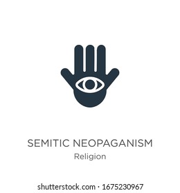 Un vector de icono del neopaganismo semita. Icono de neopaganismo semiplano de moda de la colección religiosa aislado en fondo blanco. La ilustración vectorial puede utilizarse para el diseño gráfico web y móvil, el logotipo, 