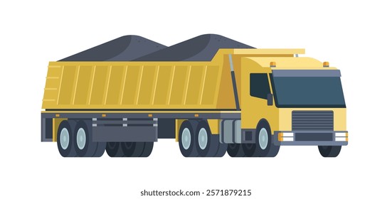 Semi-Trailer Coal Truck Vector Illustration. Fully Editable Element for Easy Customization