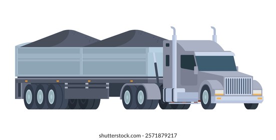 Semi-Trailer Coal Truck Vector Illustration. Fully Editable Element for Easy Customization