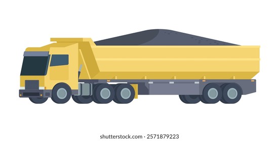 Semi-Trailer Coal Truck Vector Illustration. Fully Editable Element for Easy Customization