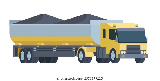 Semi-Trailer Coal Truck Vector Illustration. Fully Editable Element for Easy Customization