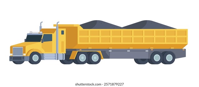 Semi-Trailer Coal Truck Vector Illustration. Fully Editable Element for Easy Customization