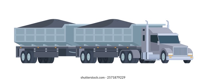 Semi-Trailer Coal Truck Vector Illustration. Fully Editable Element for Easy Customization