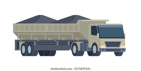 Semi-Trailer Coal Truck Vector Illustration. Fully Editable Element for Easy Customization