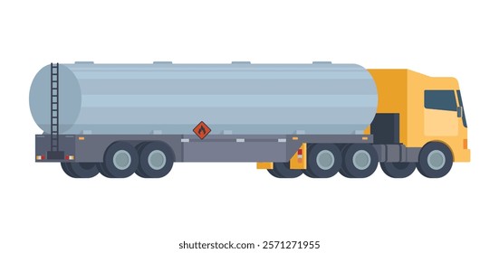 Semi-Trailer Oil Tanker Truck Vector Illustration. Fully Editable and Scalable Design