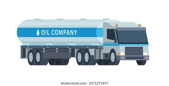 Semi-Trailer Oil Tanker Truck Vector Illustration. Fully Editable and Scalable Design