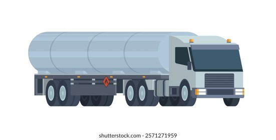 Semi-Trailer Oil Tanker Truck Vector Illustration. Fully Editable and Scalable Design