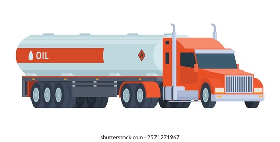 Semi-Trailer Oil Tanker Truck Vector Illustration. Fully Editable and Scalable Design