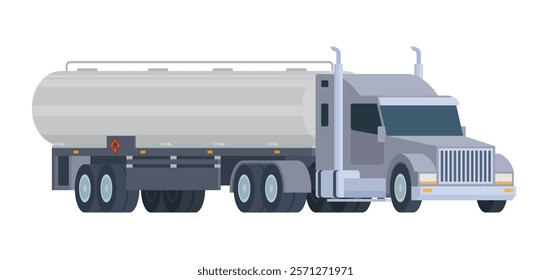 Semi-Trailer Oil Tanker Truck Vector Illustration. Fully Editable and Scalable Design