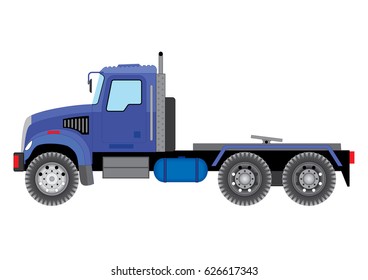 The semitrailer tractor in blue tones 