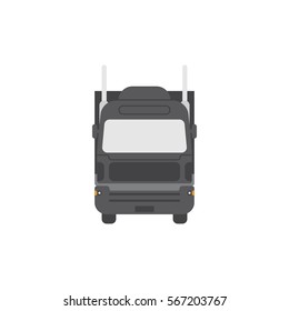 Semi-trailer truck front view. Isolated on white background. Freight transportation vector illustration.