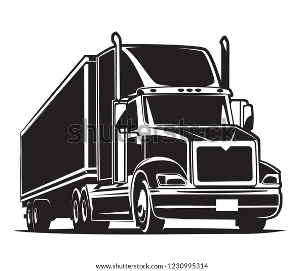 セミトレーラートラックのアイコン 白黒のイラスト のベクター画像素材 ロイヤリティフリー 1230995314