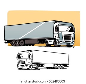 Semi-trailer truck illustration