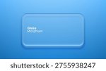 Semitransparent blue glass morphism rectangle shape on gradient background. Digital abstract UI component with frosted effect. Modern web interface design element for user dashboard.