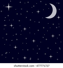 semi-transparent half-moon on the background a starry sky