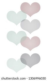 Semi-Transparent Hearts of Different Colors