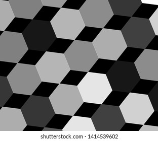 Semi-transparent hexagon pattern on a black background. Simple monochrome pattern vector. 