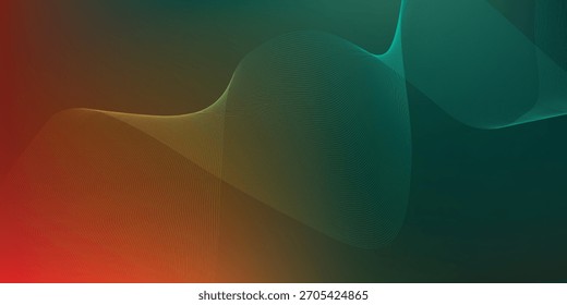 Una onda digital semitransparente en forma de malla ondula a través del marco, cambiando de color de rojo cálido y amarillo a verde azulado frío y verde.