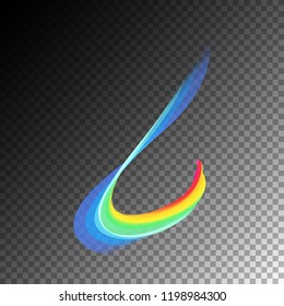 Semitransparent neon light effect. Vector glowing magic rainbow transparent element for your design. Beautiful flame, flare, light trail, hologram.