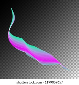Semitransparent neon light effect. Vector glowing magic rainbow transparent element for your design. Beautiful flame, flare, light trail, hologram.