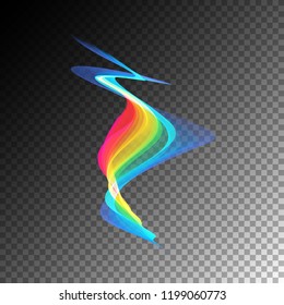 Semitransparent Neon Light Effect. Vector Glowing Magic Rainbow Transparent Element For Your Design. Beautiful Flame, Flare, Light Trail, Hologram.