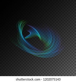 Semitransparent neon light effect. Vector glowing magic rainbow transparent element for your design. Beautiful flame, flare, light trail, hologram.
