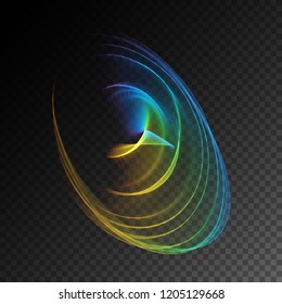 Semitransparent neon light effect. Vector glowing magic rainbow transparent element for your design. Beautiful flame, flare, light trail, hologram.
