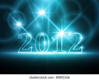 Semi-transparent number 2012 on abstract dark blue background. Light effects give it a soft glow. EPS10