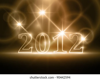 Semi-transparent number 2012 on abstract dark brown background. Light effects give it a soft glow. Space for your text. Have a happy New Year. EPS10
