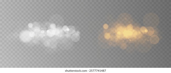 A semi-transparent overlay of glowing white and golden bokeh lights on a checkered background, ideal for layering in graphic design and photo editing projects.