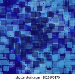 Semitransparent rounded squares chaotically scattered along the surface form a masking pattern. Seamless pattern.