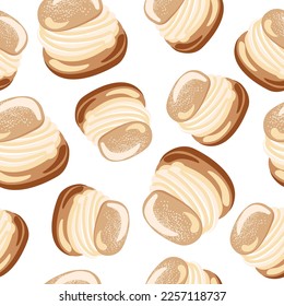 Patrón Semla Seamless, Dulces Suecos. El concepto de un café acogedor. Escandinavo. Ilustración vectorial