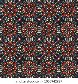 Semless background. Abstract color ethnic background with folk motifs for cover or textile. Seamless color background with ethnic motifs for your design. Vector texture.