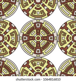 Semless background. Abstract color ethnic background with folk motifs for cover or textile. Seamless color background with ethnic motifs for your design. Vector texture.