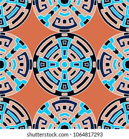Semless background. Abstract color ethnic background with folk motifs for cover or textile. Seamless color background with ethnic motifs for your design. Vector texture.