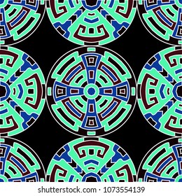 Semless background. Abstract color ethnic background with folk motifs for print or paper. Seamless color background with ethnic motifs for your design. Vector texture.