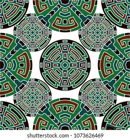 Semless background. Abstract color ethnic background with folk motifs for print or paper. Seamless color background with ethnic motifs for your design. Vector texture.