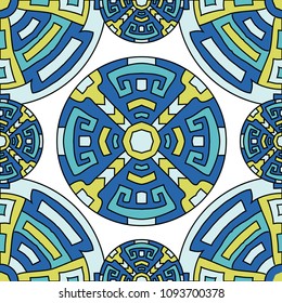 Semless background. Abstract color ethnic background with folk motifs for cover or textile. Seamless color background with ethnic motifs for your design. Vector texture.